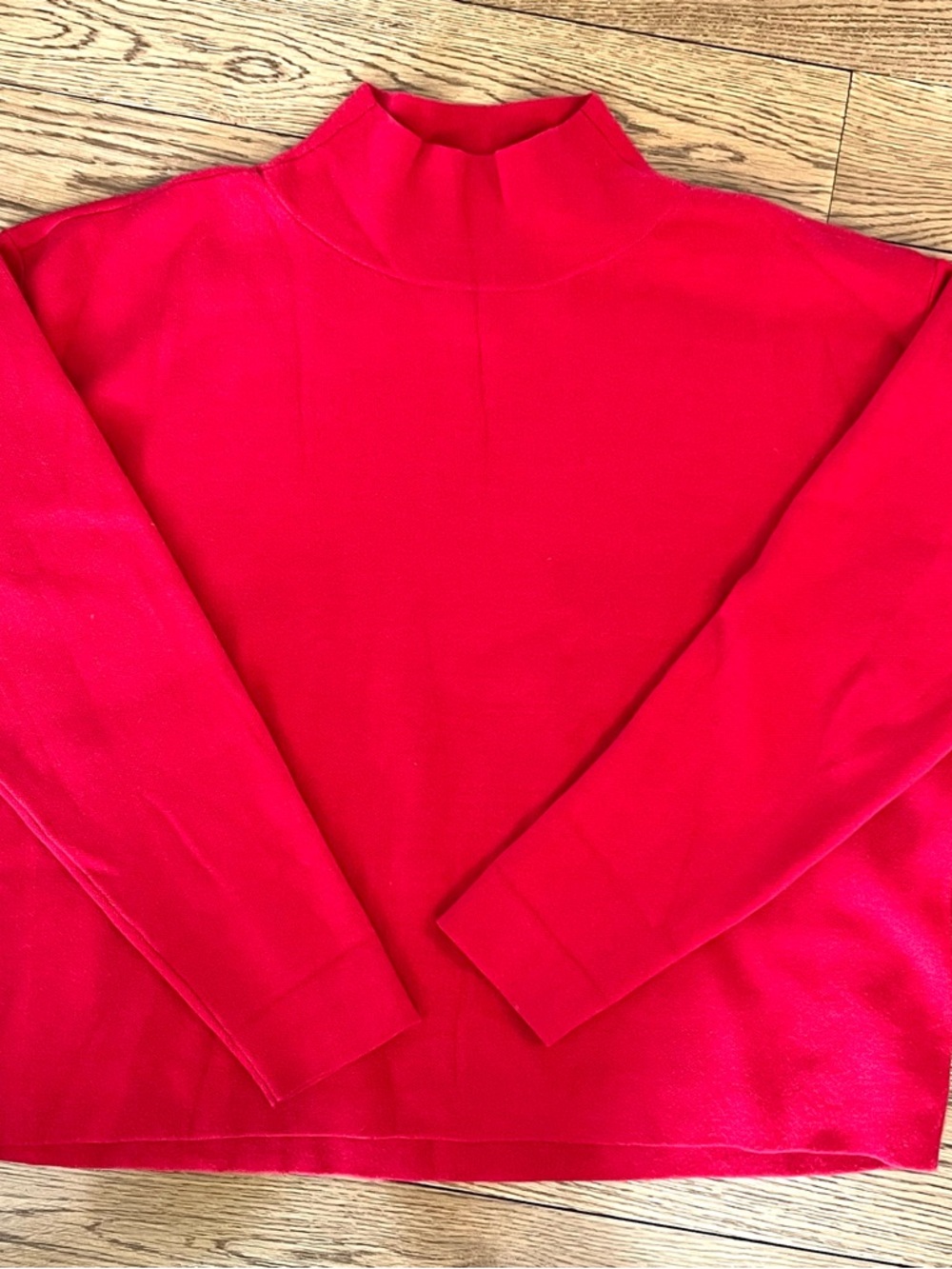 Anthropologie Maeve Red Mock Neck Sweater Medium Minimalist Long Sleeve Knit Top